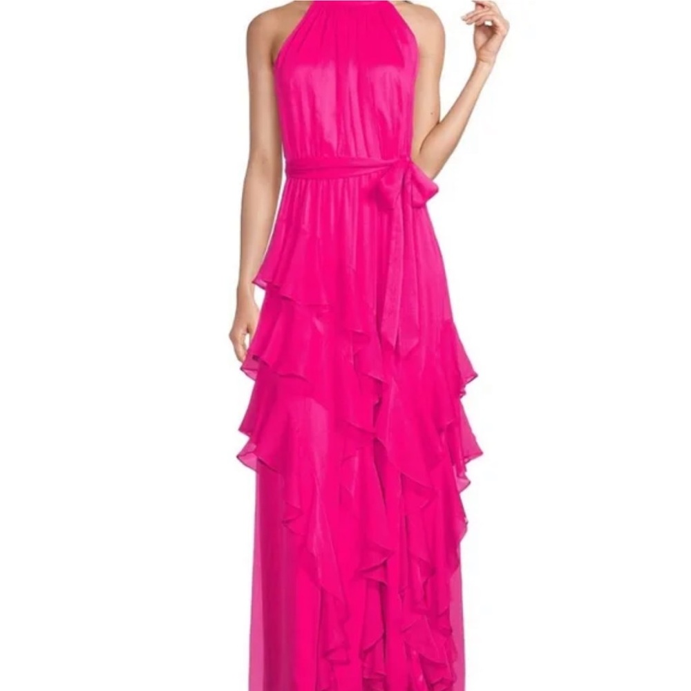 Alex Marie Vibrant Pink Halter Maxi Dress